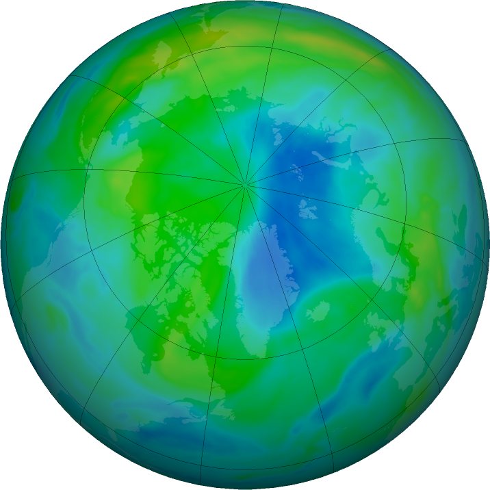 Arctic ozone map for 01 October 2022